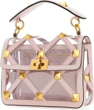 Valentino Garavani Womens Pastel Pink Polymeric Material And Leather Medium Roman Stud Handbag Yl0 Borse A Mano Bag