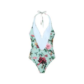La DoubleJ Floral Halterneck One-Piece Swimsuit - Blue