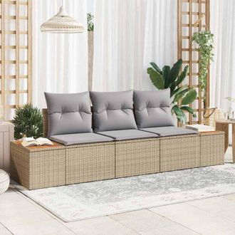 vidaXL Vidaxl - Conjunto De Sof&aacute; De Jard&iacute;n Con Coj&iacute;n 3 Pcs Beige Polirat&aacute;n