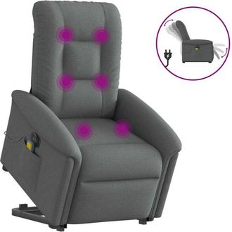 vidaXL Sill&oacute;n De Masaje El&eacute;ctrico Reclinable Elevable Tela Gris Oscuro Vidaxl