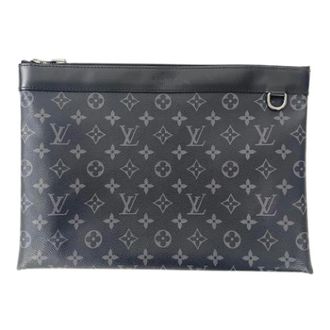 Louis Vuitton Pre-owned Clutches, male, Gray, Size: ONE SIZE Pre-owned Monogram Eclipse Pochette