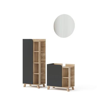 Vicco Conjunto De Muebles De Ba&ntilde;o Karen, Antracita, 3 Partes