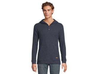 Rvca Dayshift Thermal Hooded Henley Mens T Shirt Moody Blue : 2XL, Cotton/Polyester