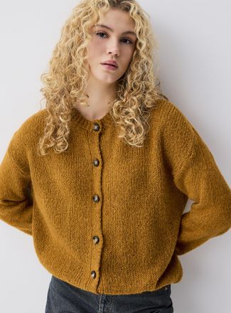 Twik Womens Puff-sleeve Cardigan Sweater