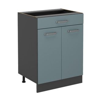 Vicco Mueble Bajo De Cocina R-line, Gris Azulado, 60 Cm, Et Roble