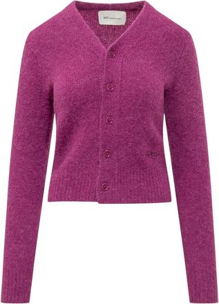 Ami V-hals Cardigan - Dames - Vesten - Roze - S - Wol - Truien & Vesten