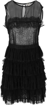 Elisabetta Franchi Sheer Lace Keyhole Neckline Mini Dress