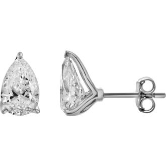 LuvMyJewelry Bosc 14K White Gold Lab Grown Pear Shaped Solitaire Diamond Earrings - 2.05 Cts at Nordstrom