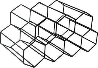 OEM Botellero, De Metal, 9 Botellas, Hexagonal, Negro, Para Encimera, Mesa, Cocina