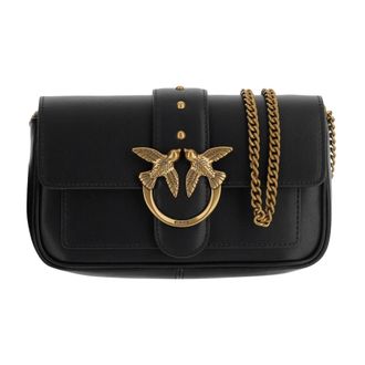 Pinko Pinko, Tassen, Dames, Zwart, ONE Size, Leer, Love One Pocket Bag