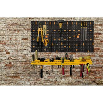Dmora Dmora Conjunto De 2 Paneles Y 2 Estantes Del Soporte De Herramientas Con 50 Ganchos, Objetos De Pared Organizador, 100% Made In Italy, 100x22h50 Cm, C