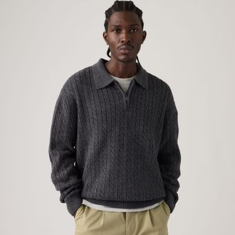 Levi's Mason Collared Quarter Zip - Mens - 2XL - Black