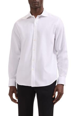 Bugatchi Axel Check Jacquard Cotton Button-Up Shirt in White at Nordstrom, Size Xxx-Large