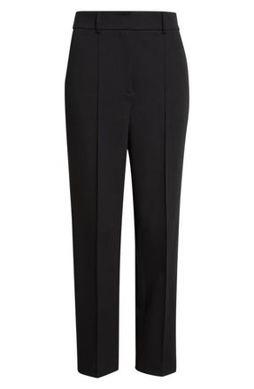 Akris Ferry Pintuck Tapered Jersey Pants in Black at Nordstrom, Size 14
