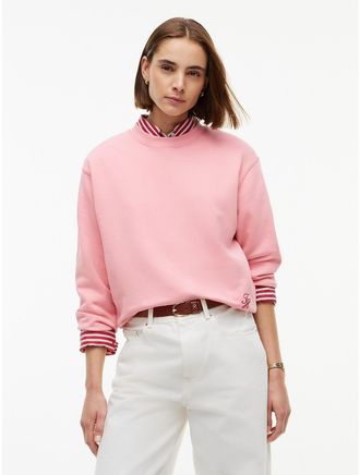 Tommy Hilfiger Womens Script Monogram Crewneck Sweatshirt - Carnation Pink - XXS