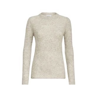 Brunello Cucinelli Lace Flowers Sweater In Sparkling Mohair And Virgin Wool