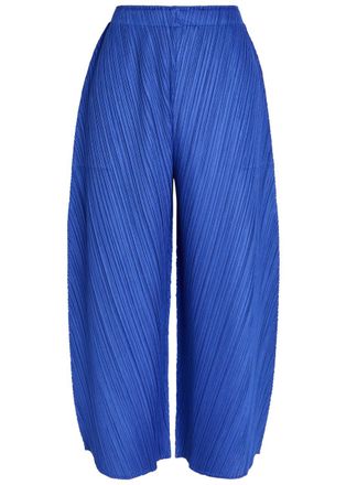 Pleats Please Issey Miyake Pleated Barrel-leg Woven Trousers - Blue - 5