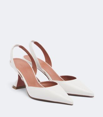 Amina Muaddi Holli leather slingback pumps