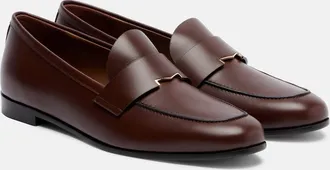 Max Mara Embellished leather penny loafers