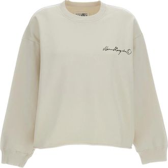 Maison Margiela Hoodies & sweatvesten, Dames, Wit, S, Katoen, Boxy Cropped Sweatshirt