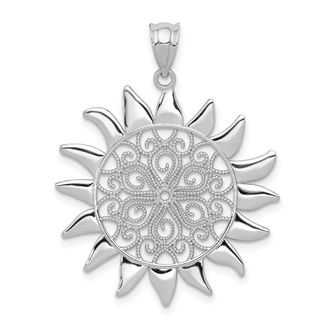 Diamond2Deal 14k White Gold Filigree Sun Pendant