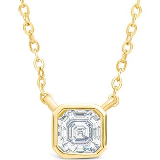 Sterling Forever Asscher Cut Cubic Zirconia Pendant Necklace in Gold at Nordstrom