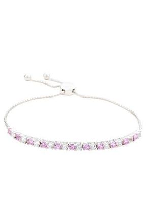 Suzy Levian Sterling Silver Pink Sapphire & Lab Created White Sapphire Slider Bracelet at Nordstrom Rack