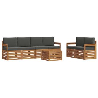 vidaXL Conjunto De Sof&aacute;s De Exterior 7 Pcs Natural Y Antracita Vidaxl