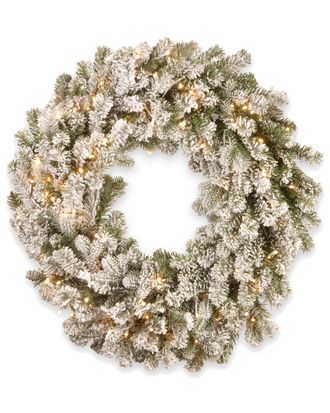 National Tree Company 24in Snowy Sheffield Spruce Wreath With Twinkly Led Lights