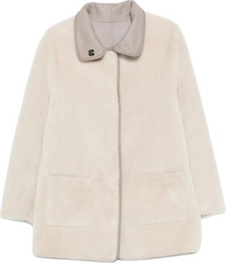 Simonetta Ravizza Leren jas van imitatiebont - Dames - Jassen - Beige - S - Jassen