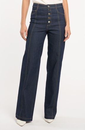 Cinq &agrave; Sept Francine Exposed Button Fly Jeans in Indigo at Nordstrom, Size 12