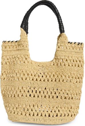 BCBGeneration Woven Raffia Tote Bag in Natural Black at Nordstrom Rack