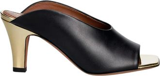 Pollini Archive Collection Leren Sandalen - Dames - Muiltjes - Zwart - 38 EU - Leer - Schoenen
