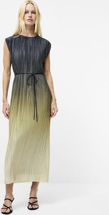 French Connection Womens Khaki Ombre Pleated Sleeveless Midi Dress - Size X-Small