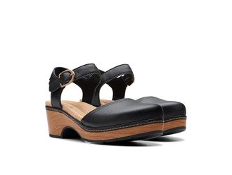 Clarks Paizlee Bay Womens Slippers Black Leather : 8.5 B - Medium