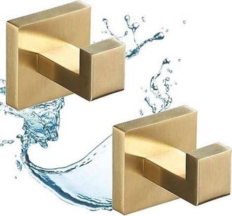 OEM Ganchos Para Toallas De Ba&ntilde;o Color Oro Cepillado, 2 Ganchos De Pared Para El Hogar, Gancho De Acero Inoxidable Sus304