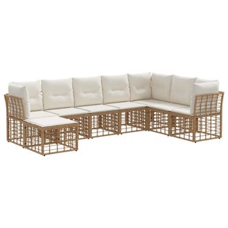 vidaXL Conjunto De Sof&aacute;s De Exterior Natural Poli&eacute;ster Vidaxl