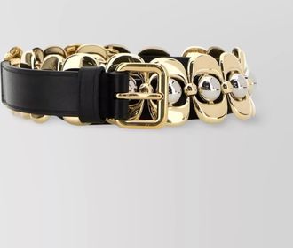 Miu Miu leather and metal belt with decorative elements