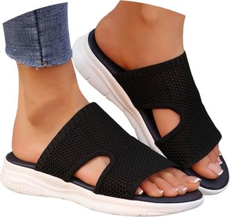 Generic Womens Casual Sandals Wedge Heel Fish Mouth Thick Bottom Comfortable Sandals Wide Width Soft Breathable Insole And Non Slip Rubber Outsole Shoes (6.5)