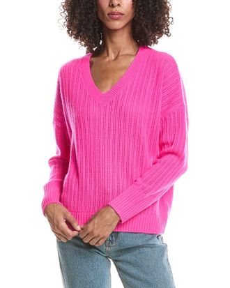 Brodie Demi Ladder V-Neck Cashmere Sweater Neck