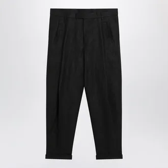 Dolce & Gabbana Black linen canvas trousers