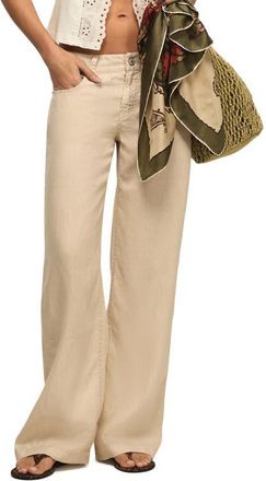 Lucky Brand Baggy Wide Leg Linen Pants in Moonstruck at Nordstrom, Size 33 31