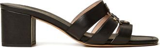 Twinset Logo Detail Mules In Black Leather