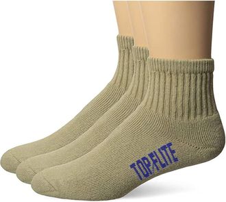 Top Flite Mens Sport Full Cushion Quarter Socks 3 Pair Pack, Brown, Shoe Size: 9-13 (Pack of 3)