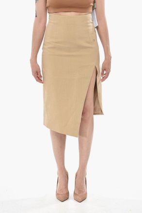 Off-white Longuette in Misto Lino con Zip Laterale Off-White