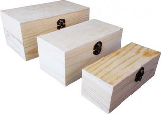 Trade Shop Trade Shop - Set 3pz Scatole Matrioska Scatola Rettangolare In Legno Portagioie Decoupage