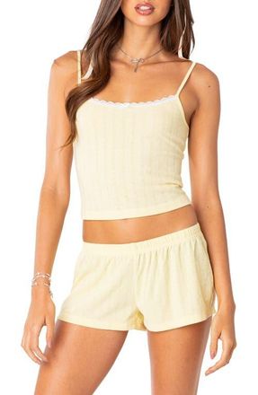 Edikted Irene Pointelle Camisole in Yellow at Nordstrom, Size X-Small