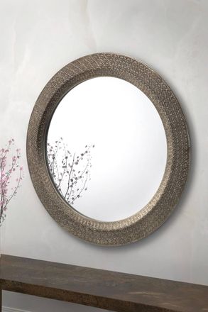 Julian Bowen Cadence Round Wall Mirror in Silver