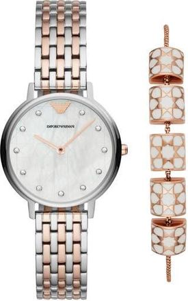 Emporio Armani Bracelet Watch Set in Silver at Nordstrom Rack
