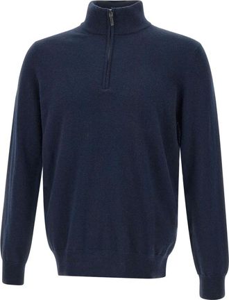 KANGRA Turtlenecks, male, Blue, Size: 4XL Midnight Blue Wool Sweater